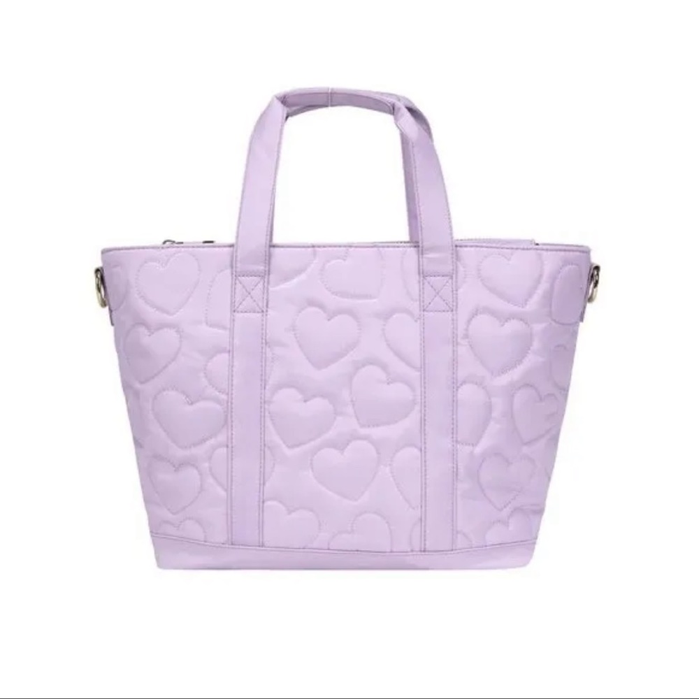 Stoney Clover Lane Mini Puffy Tote Bag "Out Of Office" Purple Heart NWT SCL XOXO